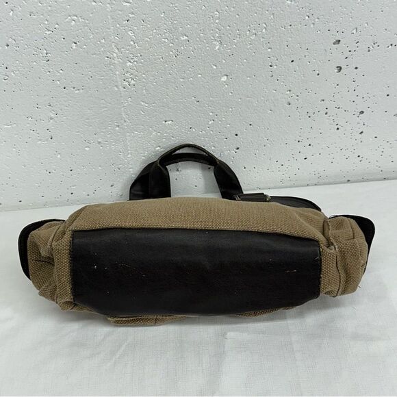 Burton Canvas and Vegan Leather Satchel Shoulder Bag Purse - Picture 3 of 15
